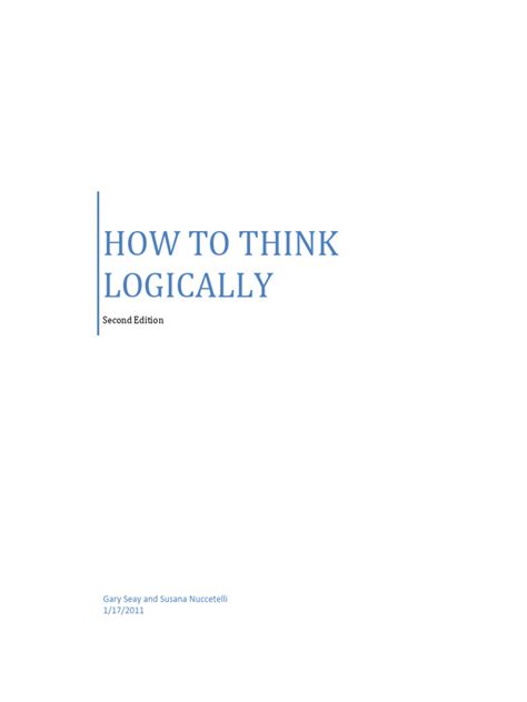 How To Think Logically 2nd Edition Mythinkinglab Series