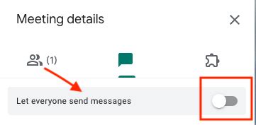 how to turn off chat during google meet