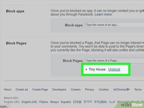how to unblock page in facebook