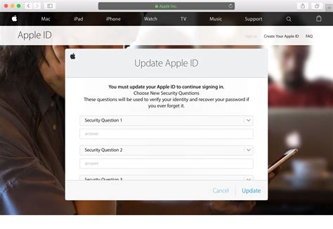 how to update apple id security questions