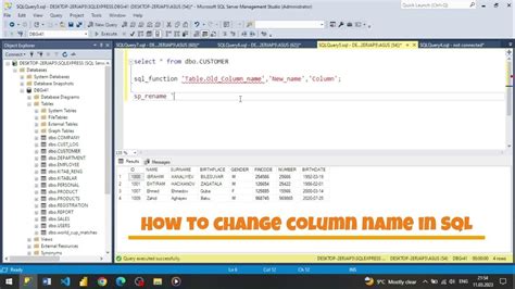 how to update column name in sql