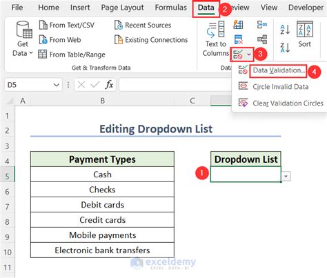 how to update dropdown in excel