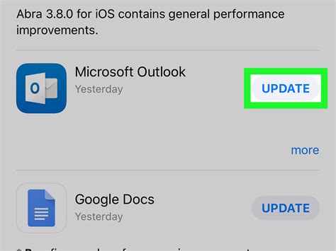 how to update outlook mail on ipad