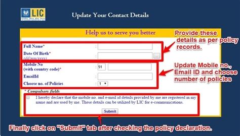how to update personal details in lic policy online
