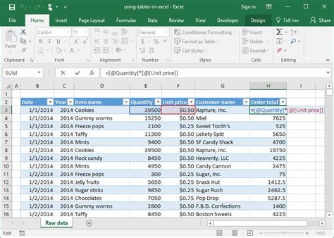 how to use a table in excel