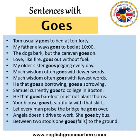 how to use goes in a sentence