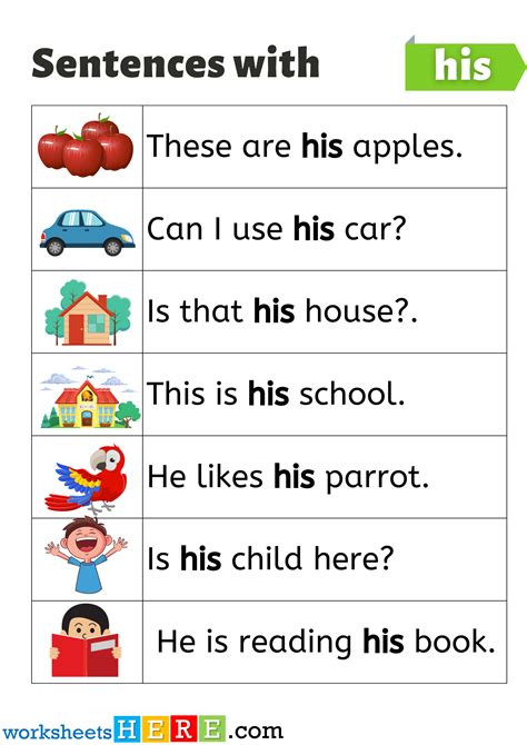 how to use his in a sentence
