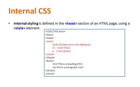 how to use internal css in html
