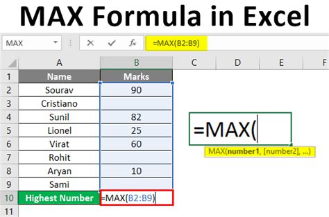 how to use max formula in excel