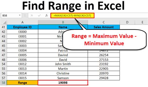 how to use range function in excel