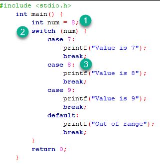 how to use switch case in c