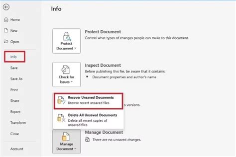 how to view unsaved documents in word