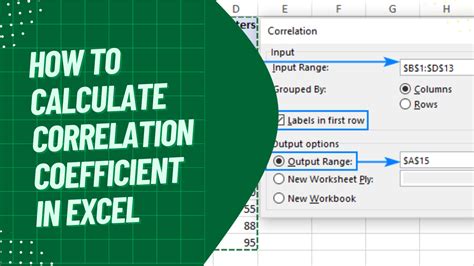how to work out correlation on excel