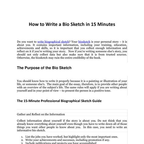 how to write a bio sketch biography