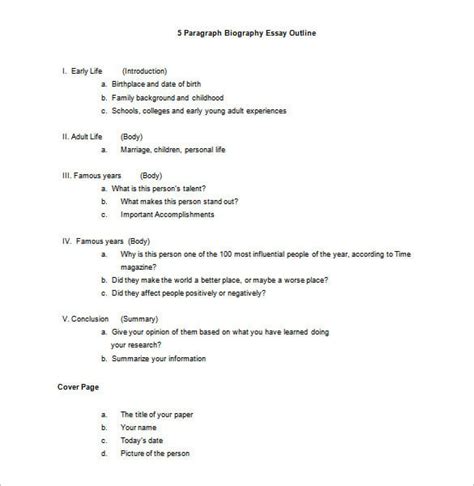 how to write a biography paper outline