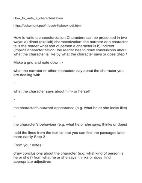 How To Write A Characterization