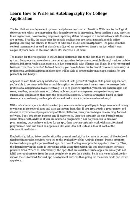 how to write a college autobiography application