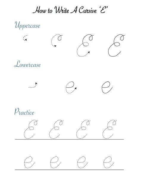 how to write a cursive e