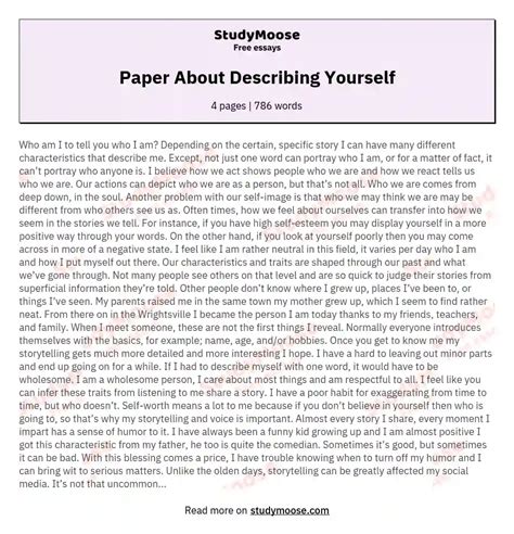 how to write a description of yourself