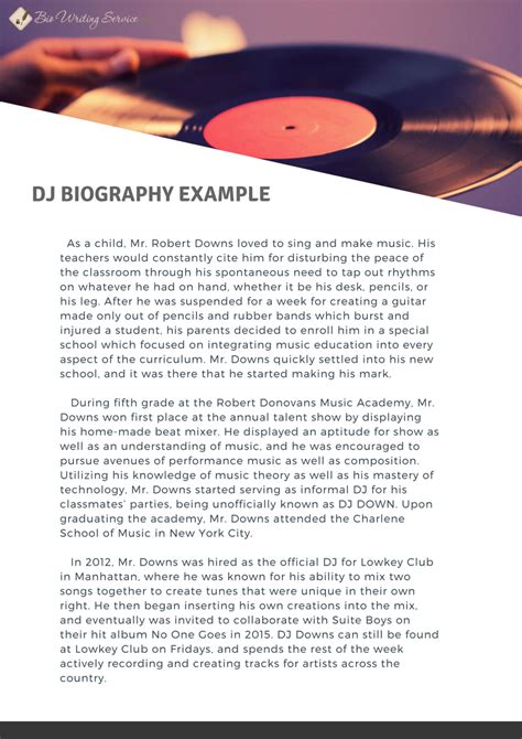 how to write a dj biography