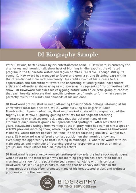 how to write a dj biography sample