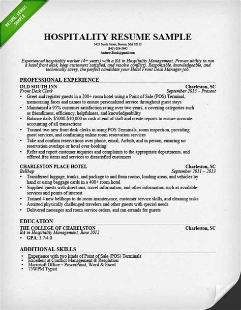 How To Write A Hospitality Resume With Template Hospitality Resume Templates - Hospitality Resume Templates