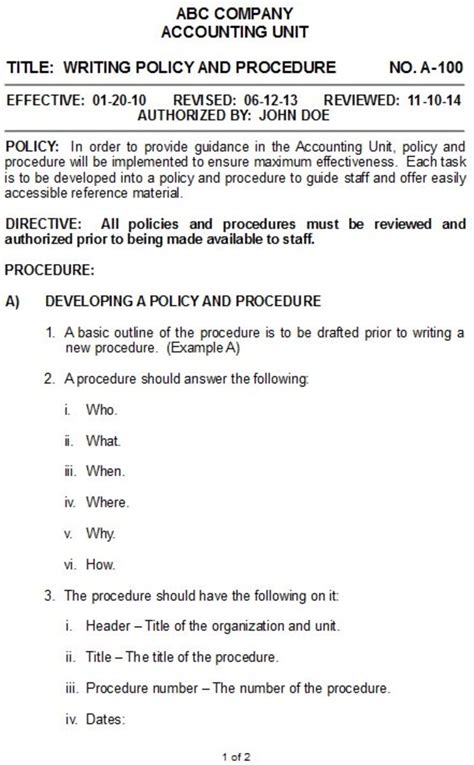 how to write a policy document
