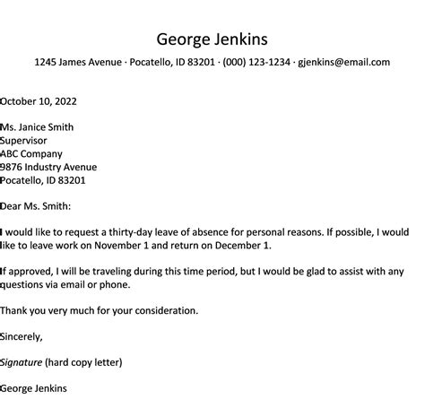 how to write a request off work letter