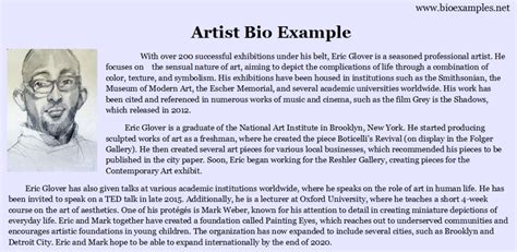 how to write an artist bio sample