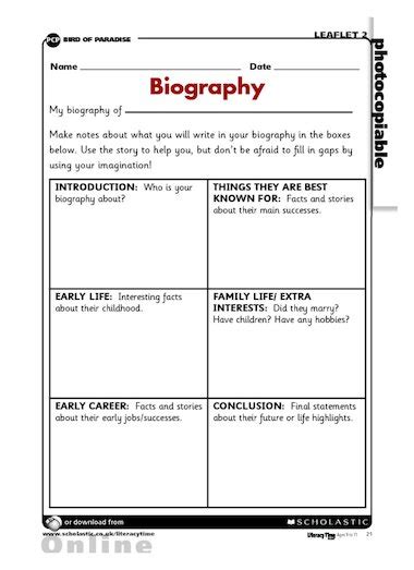 how to write an biography ks2