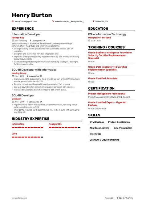 How To Write An Informatica Resume With Sample Informatica Developer Resume Sample - Informatica Developer Resume Sample