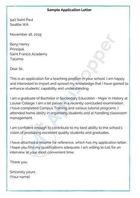 How To Write Application For Teaching Job