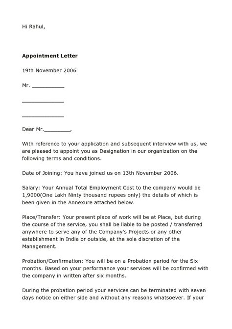 How To Write Appointment Letter For Doctor