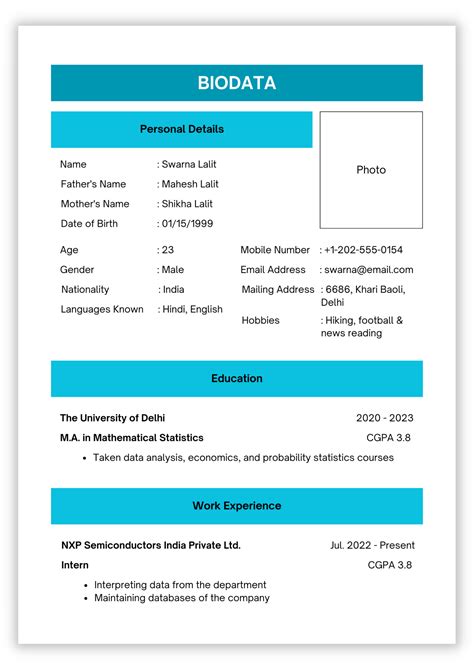 How To Write Biodata For Job
