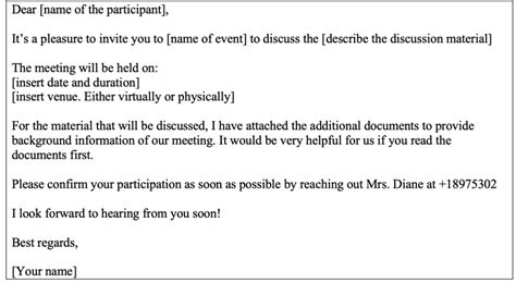 how to write business meeting invitation email