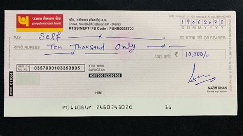 how to write cheque for self