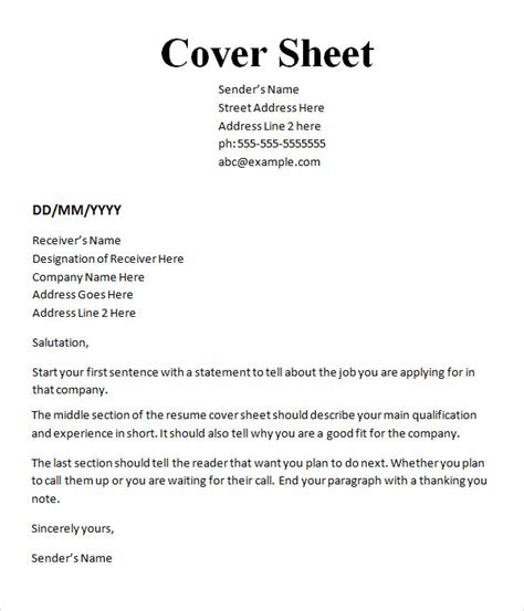 how to write cover sheet