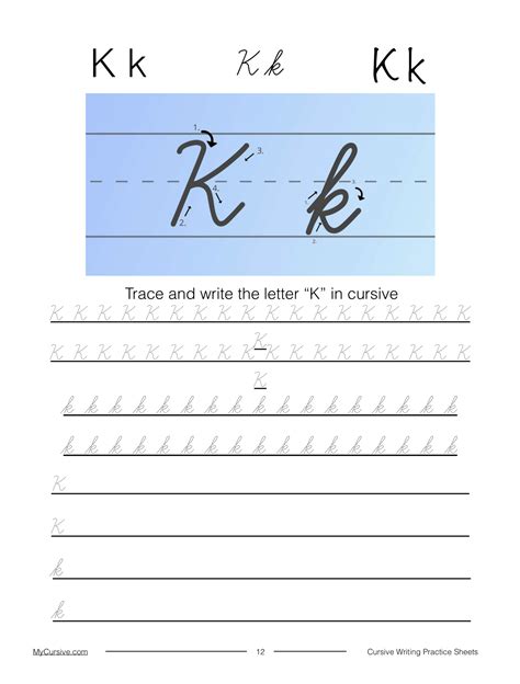 How To Write Cursive K Worksheet And Tutorial Capital K In Cursive Writing - Capital K In Cursive Writing
