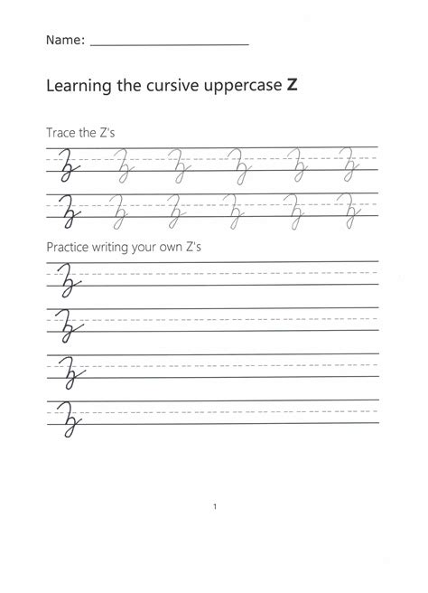 How To Write Cursive Z Worksheet Tutorial My Capital Cursive A To Z - Capital Cursive A To Z