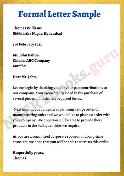 How To Write Formal Letter Template