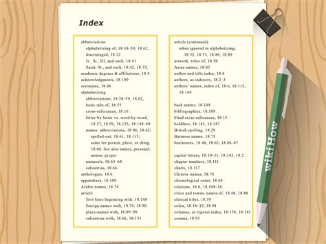 How To Write Index In Project