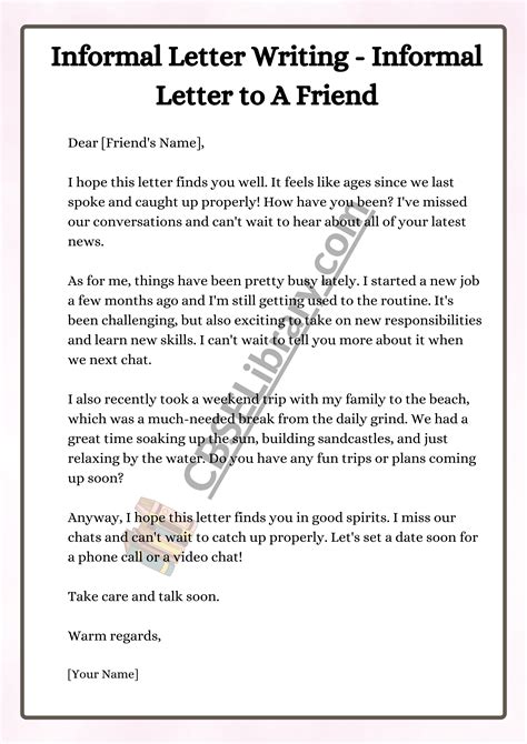 how to write informal letter writing