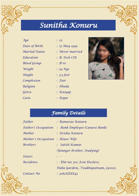 how to write marriage biodata for girl