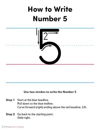 How To Write Number 5 Primarylearning Org Writing 5 - Writing 5