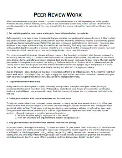 how to write peer review at work