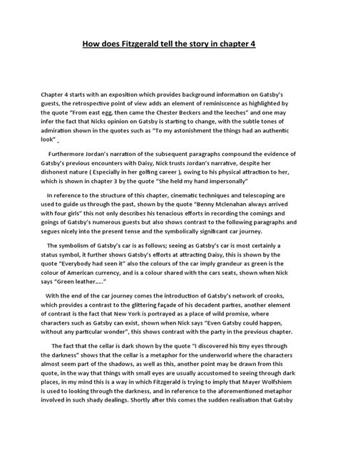 Read How Does Fitzgerald Tell The Story In Chapter 4 