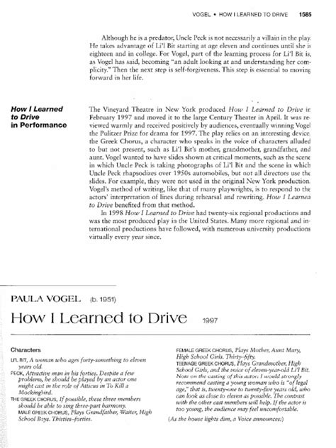 Download How I Learned To Drive Script Online Pdf 