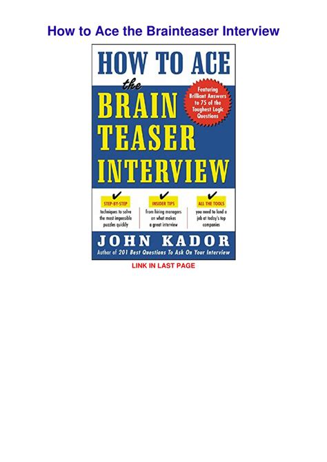 Read How To Ace The Brainteaser Interview 