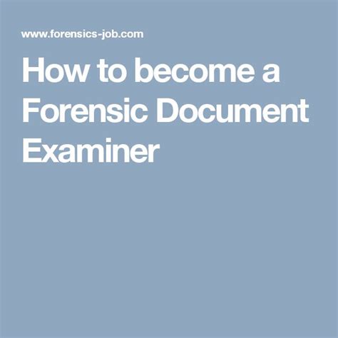 Read Online How To Become A Document Examiner 