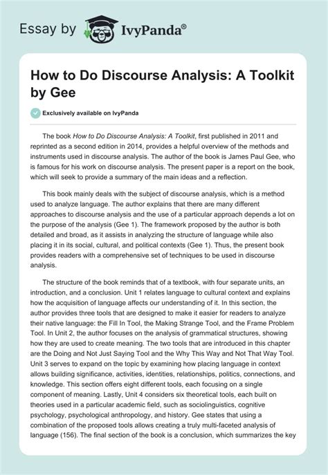 Read How To Do Discourse Analysis A Toolkit By Gee James Paul 2014 Paperback 